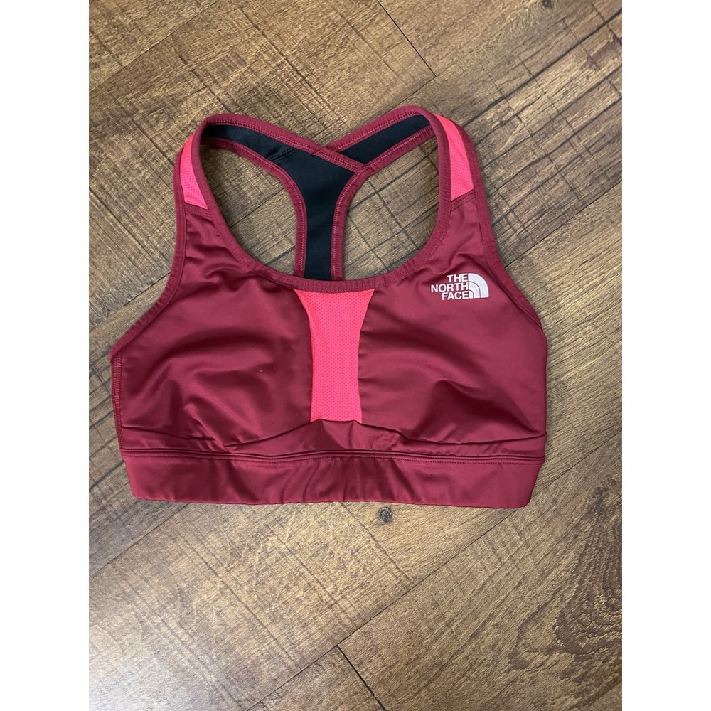 The North Face Flashdry Sports Bra Racerback Burgundy Pink Lined Womens Medium